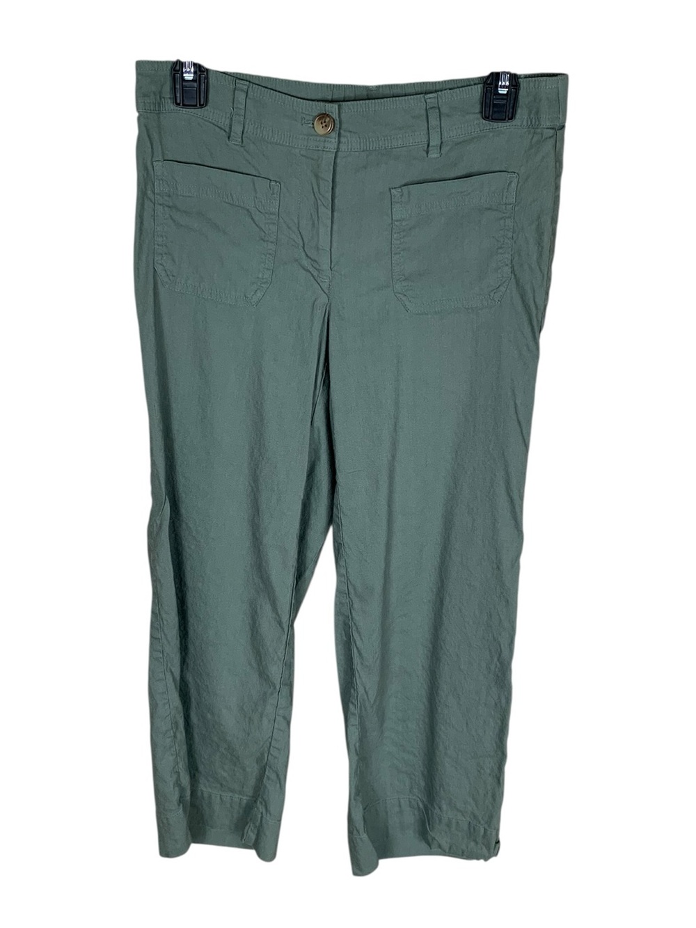 Women's J. Jill Green Linen Blend Stretch Capri Pants Size XS Preppy Active